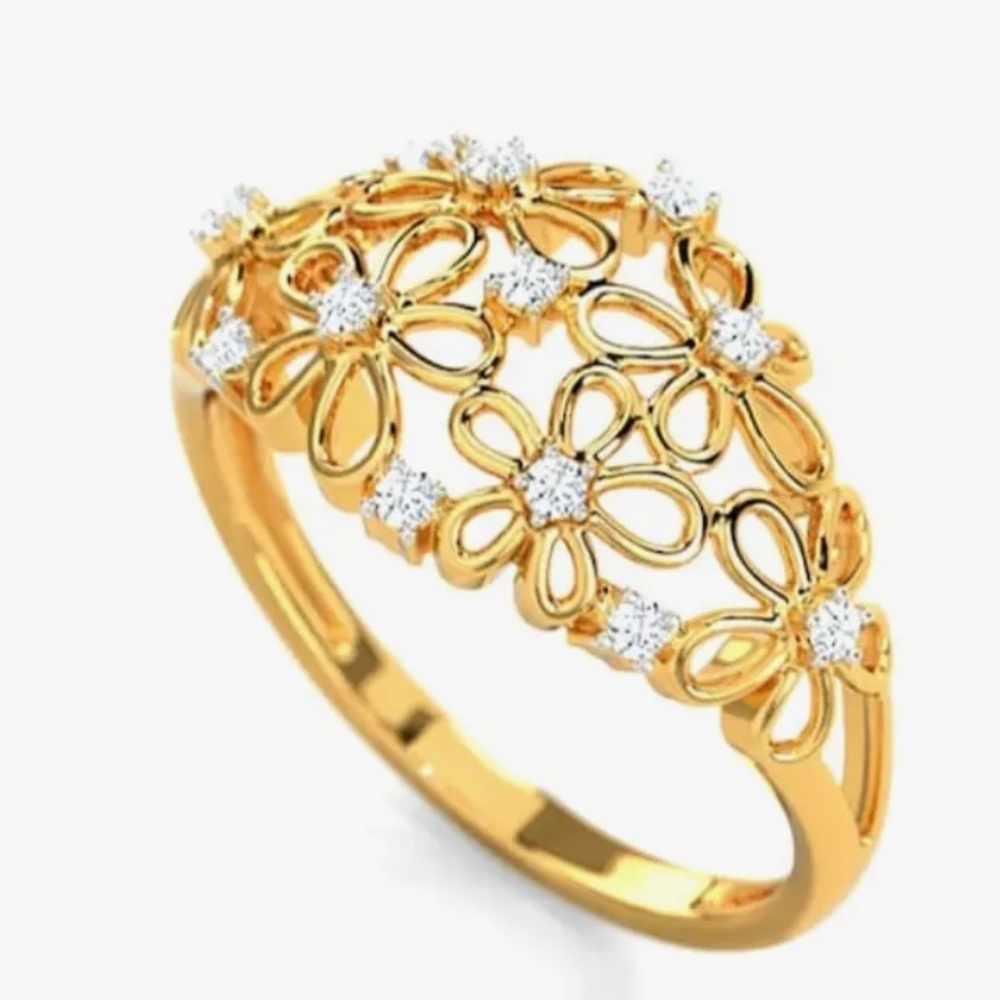 NEW Gold Tone Rhinestone Flower Ring Size 7 - Picture 6 of 8
